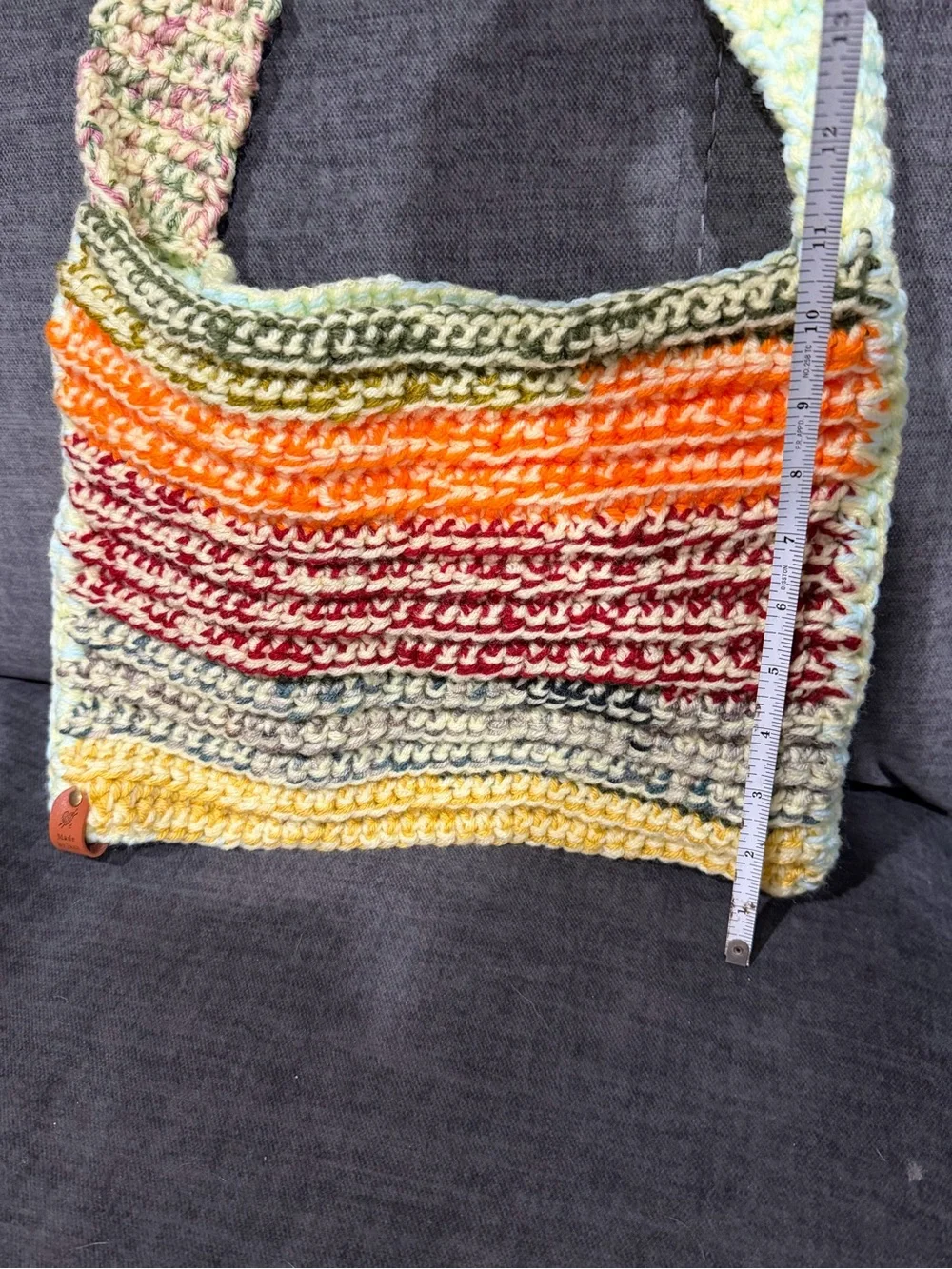 Handmade Multicolor Crochet Shoulder Bag - Pastel & Bright Stripes
